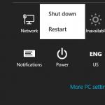 Plusieurs options pour arrêter un ordinateur exécutant Windows 8